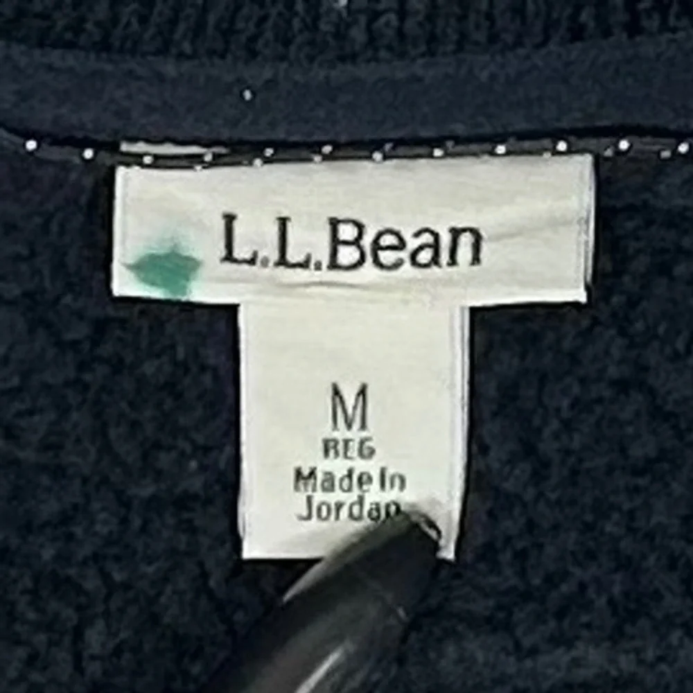 LL Bean Mens Sweater Fleece Quarter Zip Pullover Black Sherpa Lined Medium